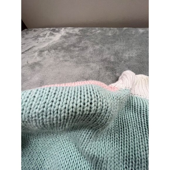 Vintage Fashion Options Sweater Women Large Pastel Geometric Knit Lace Trim Cott - Picture 12 of 13